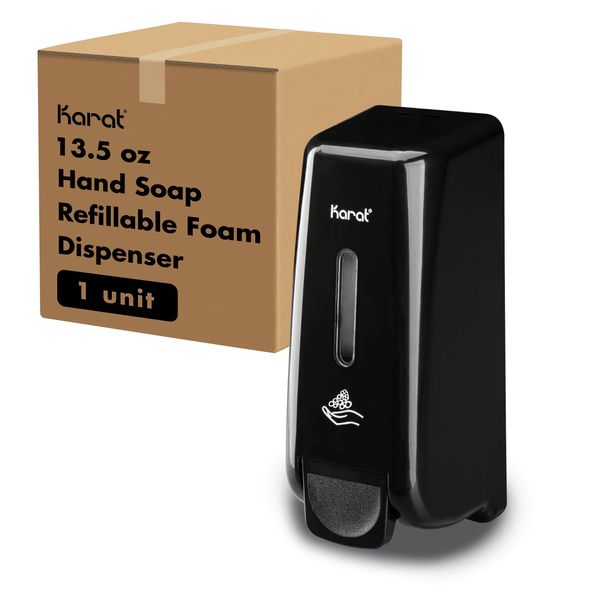 Karat 13.5oz Foaming Hand Soap Refillable Dispenser, Stand/Wall Mount, Black