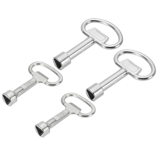 PATIKIL Triangle Spanner Key, 4 Pack Triangular Utility Socket Panel Keys Cabinet Spanner Key Locks for Elevator Electric Gas Water Meter Box, 2-Size