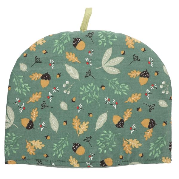 NUOLUX Tea Cozy, Teapot Cover, Cotton Fabric, Stylish, Scandinavian Style, Flower, Tea Cozy Dust Cover, Kettle Cover, Insulated, Heat Retention, 10.6 x 10.6 x 8.9 inches (27 x 27 x 22.5 cm), Green