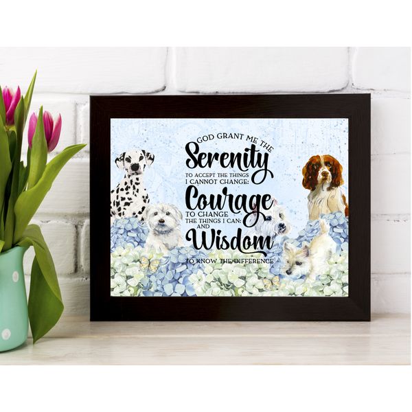 SERENITY PRAYER Dogs Puppies UNFRAMED wall art print Encouragement Sobriety AA