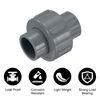 sourcing map 6 Pcs 1/2" Union PVC Coupling Pipe Fitting (Socket x Socket) PVC Slip Union Coupling Adapter Schedule 40, EPDM O-Ring, Grey