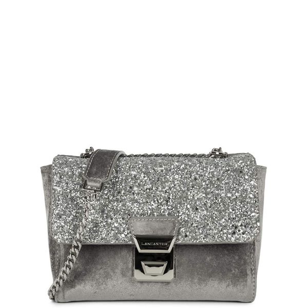 Lancaster Gena Glitter Velvet Shoulder Bag, Silver