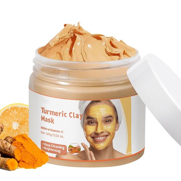 Xoyssfy Turmeric Vitamin C Clay Mask Deep Cleansing Face Mask Skin Care Improve Acne Dark Spots and Even out Skin tone Facial Mask Control Oil Refining Pores