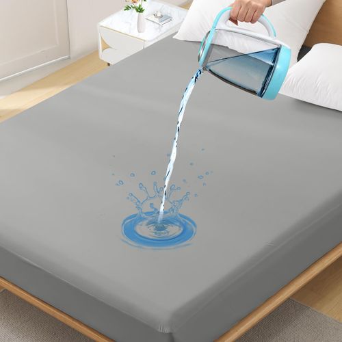 California King Premium Waterproof Mattress Protector, Soft Breathable Mattress Pad, Noiseless Bed Cover - Stretch to 21" Fitted Deep Pocket Mattress Protection - Dark Grey