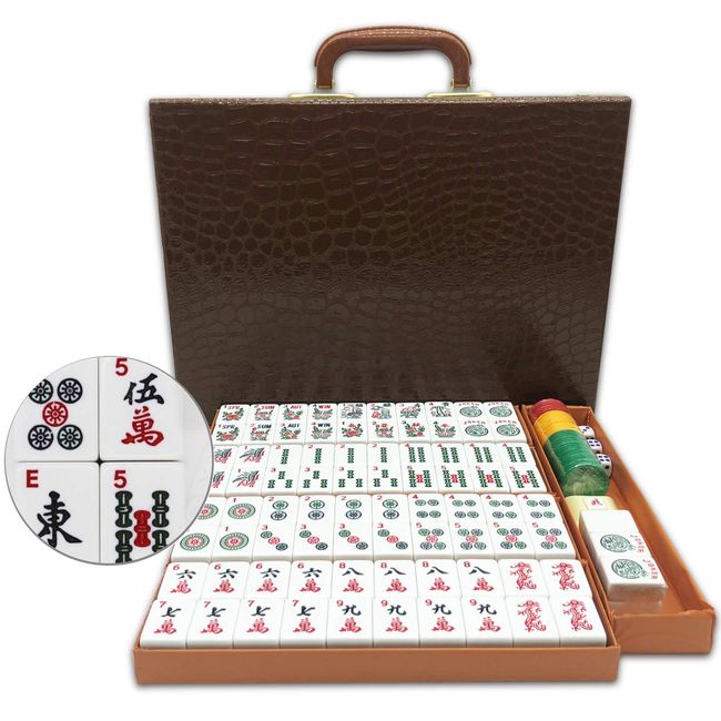 Traveler Size American Mahjong Game Set - 166 White Engraved 1.2" Tiles for Western Mah Jong, Mahjongg, Mah-Jongg Play with Carrying Case - Racks and Pushers no Included!