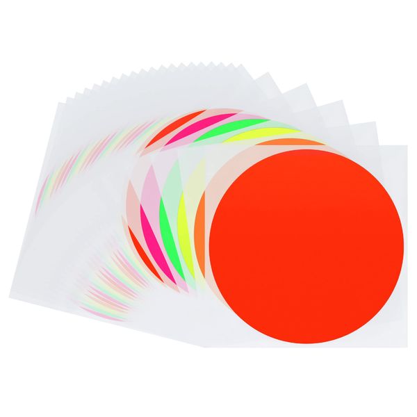 Hycodest 100mm Fluorescent Round Colour-Code Labels Blank Dot Stickers, Pack of 25 Labels (Colourful)