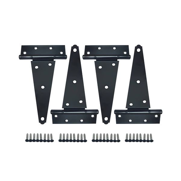 QCAA Stainless Steel Extra Heavy Tee Hinge, (4pack(8"), Black Coated) 4pack(8")