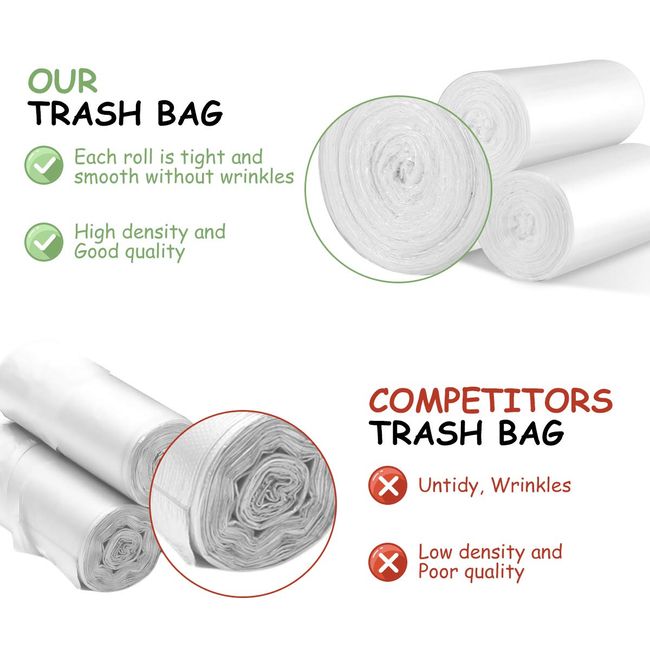 Small Trash Bags Kitchen Garbage Bags - 4 Gallon Clear Trash Bags