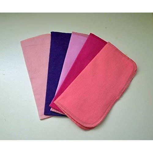 2 Ply Solid Flannel 8x8 Inches Little Wipes Set of 5 Pinks and Purples