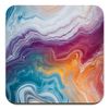 Rainbow Marble Coasters Gift Set, 4 x Organic Pattern 9cm Glossy Wood Coffee Drinks Mats