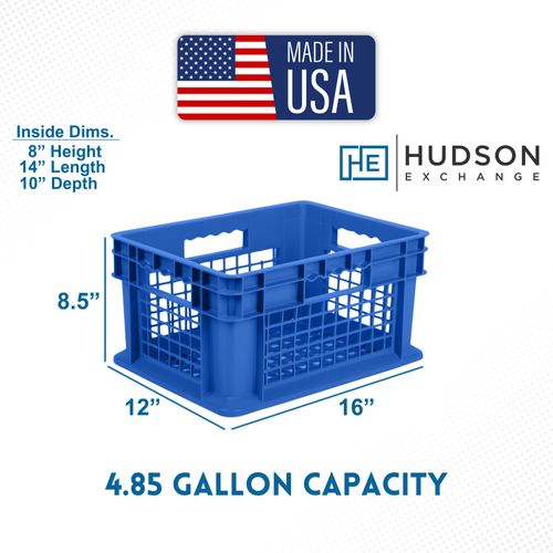 Hudson Exchange 12 x 16 x 8" (4 Pack) Mesh Straight Wall Handled Storage Container Tote, Blue