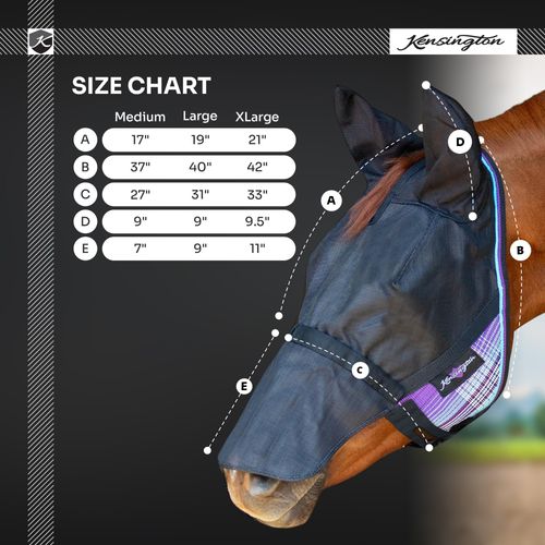 Kensington UV CatchMask w/Ears & Removable Nose & Forelock Opening Size: L-Avg Color: 165 - Merlot
