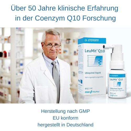 LeuMit mse Ubiquinol Liquid (9.2 ml) Vegan & High Dose Kaneka Coenzyme Q10, Reduced, Breathable, Liposomal, Dr Enzmann