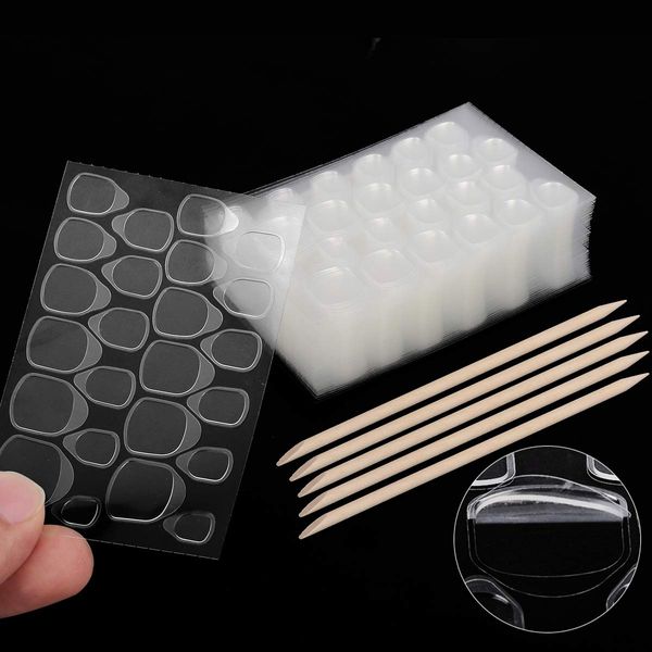 LIONVISON 50 Sheets Nail Adhesive Tabs - 1200 Pcs Double-Side Nail Glue Sticker, Waterproof Breathable Jelly Gel Nail Tape Glue Stickers for False Nails Tips (50 Sheet)