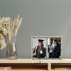 Lawrence Frames 4x6 Double Silver Metal Picture Frame with Bamboo Design