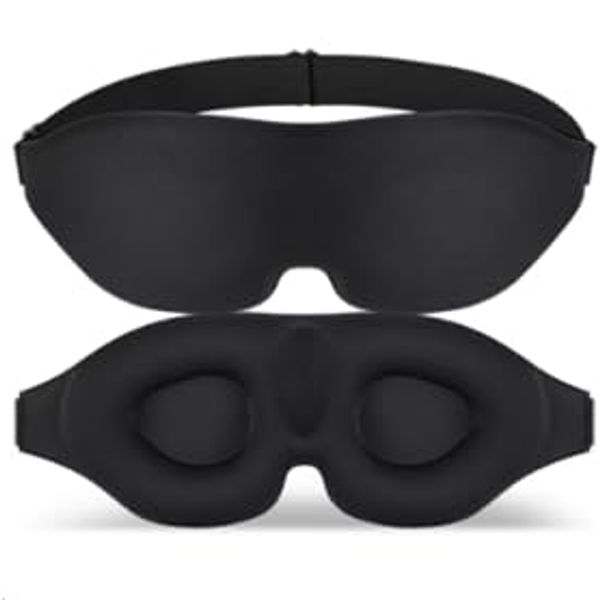 Sleep mask & Ear Plugs, Blackout, Soft, Memory Foam, Lightweight, Ultrasoft and Comfortable Design (Includes Box, Silk Travel Pouch Bag & Memory Foam earplugs)