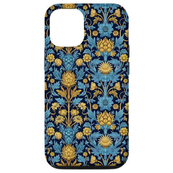 iPhone 14 Artichoke Thistle Blue and Yellow William Morris Style Case