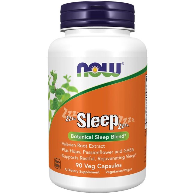 NOW Supplements Sleep Valerian Root Plus Hops, Passionflower & GABA, 90 Veg Caps