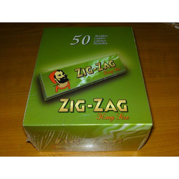 Zig Zag King Size Green Cigarette Rolling Papers 50 Booklets, 8 x 10 x 7 cm