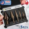 5PCS HSS Cobalt Multiple Hole Cut 50 Sizes Step Drill Bit Set Kit with Case
