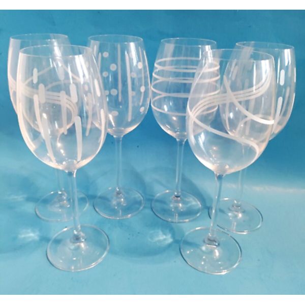 6 Mikasa Cheers Etched  Goblets/Wine Glasses in excellent condition