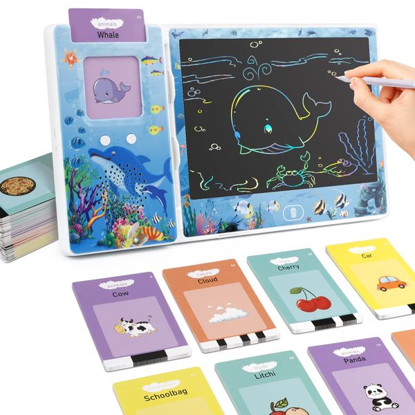 Talking Flash Cards With LCD Writing Tablet 2 In 1 Speech Therapy Toys With 224 Sight Words Autism Sensory Toys Montessori Preschool Educational Toy For Toddlers Kids Boys Girls Ages 2-6