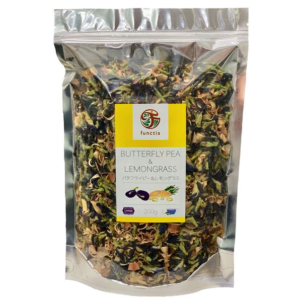 Butterfly Pea & Lemongrass (Extra Large 7.1 oz (200 g) Mixed Dry Natural Tea Leaf "Herbal Tea" (No Pesticides, Natural Dried, Additives), Butterflypea & Lemongrass (Mix), Herb Tea, 7.1 oz (200 g),