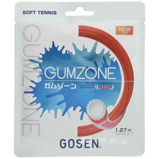 Gosen Gosen SSGZ11 (ir) Strung for Soft Tennis, Single Tension, Gum Zone (GUMZONE) 127 Ignite Red