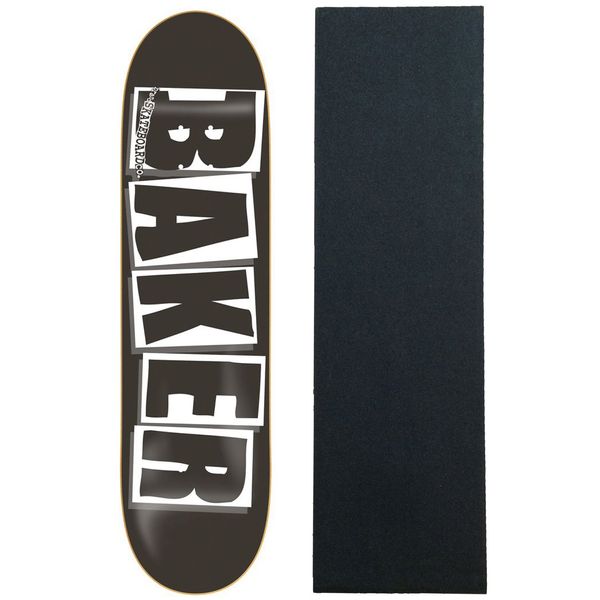 Baker Skateboards Deck Logo Black/White 8.475" OG Shape with Griptape