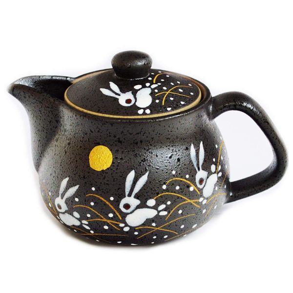 I rabbit Kutani pottery teapot pot (with tea strainer)