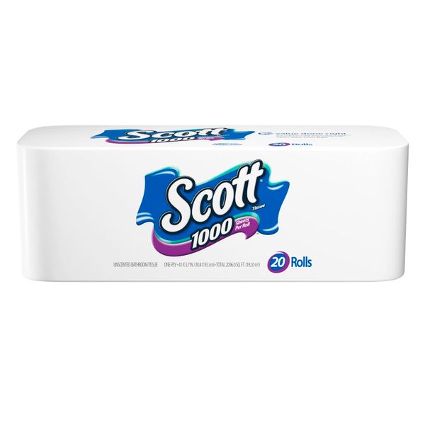 Scott 1-Ply Bathroom Tissue - 1000 Sheets per Roll / 20 Rolls