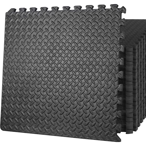 ZENY Puzzle Exercise Mat Gym Flooring Mat Interlocking Foam Mat 24 Tiles 3/4'' Extra Thick Floor Mats Exercise Equipment Mat Baby Play Mat 96 SQ. FT, Black