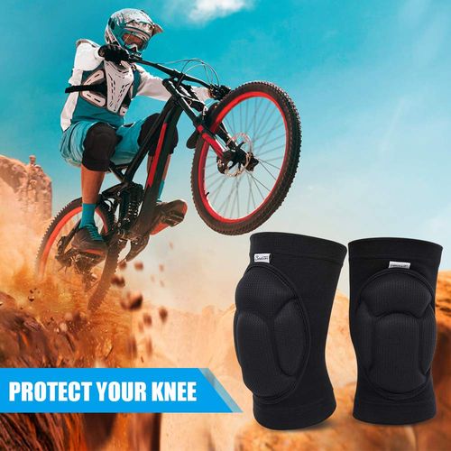 Soudittur Volleyball Knee Pads for Men Women, Thick Sponge Collision Avoidance Warm, Anti-Slip Knee Sleeve, for Football, Yoga, Dance, Work, Gardening(2PCS, Black)