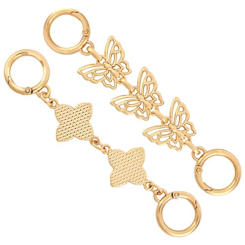 2pcs Bag Extender Chains, Butterfly and Four Leaf Clover Wallet Hand Bag Chain Extenders Strap for Women Chain Extender for Purses Wallets Bags Handbags Decoration Accessories