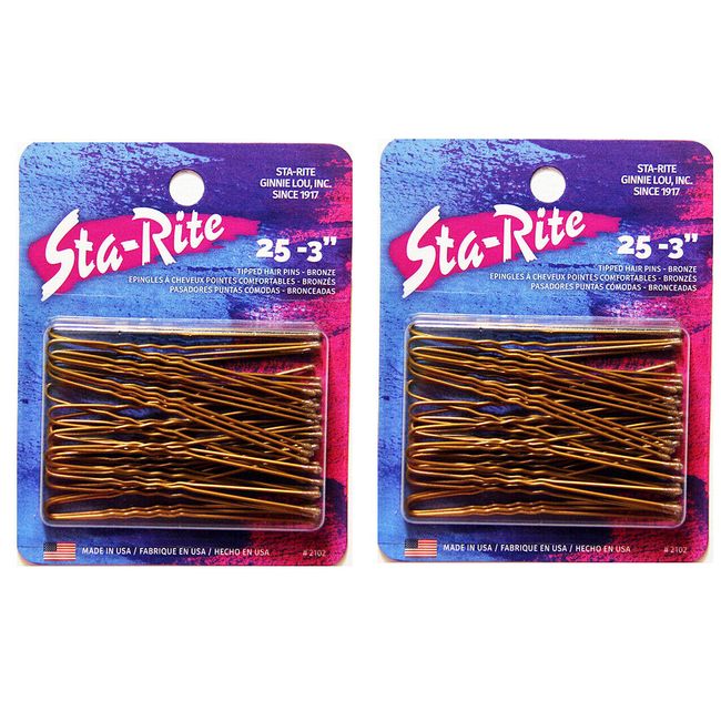 Sta-Rite 3" Bronze Heavy Tipped Hair Pins #2102 (25 counts each) 2 PACKS