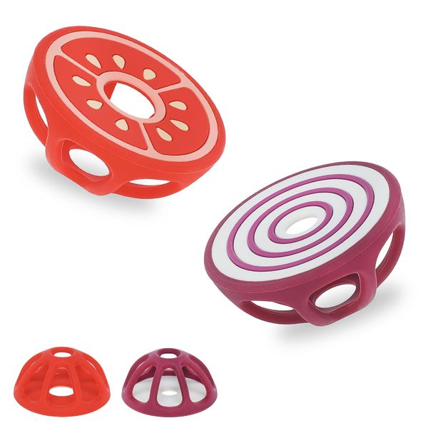 Tomato and Red Onion Silicone Teethers Baby Teething Toys, Newborn Essentials Must Haves, Easy-to-Hold Design Teething Ball Baby Essentials, BPA-Free