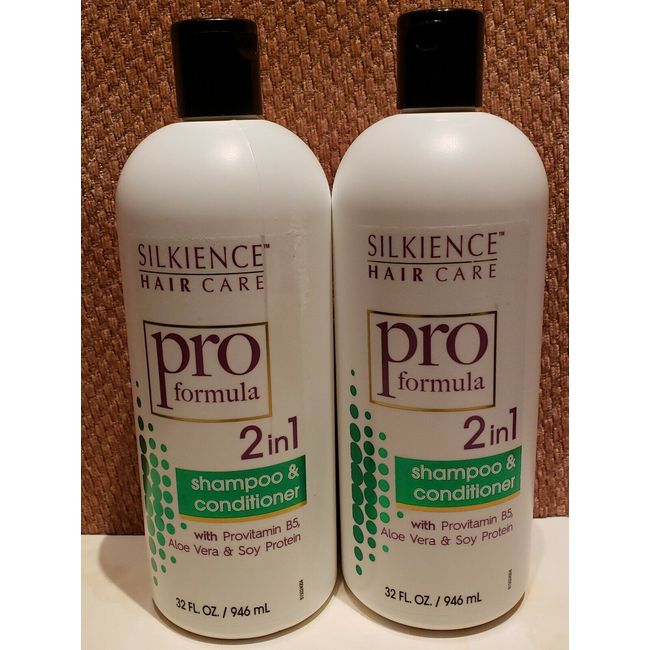 Lot Of (2) SILKIENCE HAIR CARE Pro Formula 2-in-1 SHAMPOO & CONDITIONER 32 FL OZ