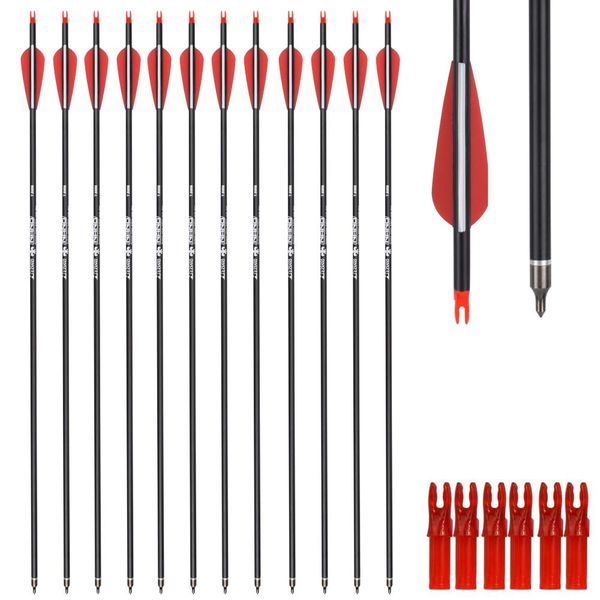 Archery Hunting Practice Arrows for Compound and Recurve Bow-28inch Target Arrows for Youth & Adults with Removable Tips(Pack of 12)