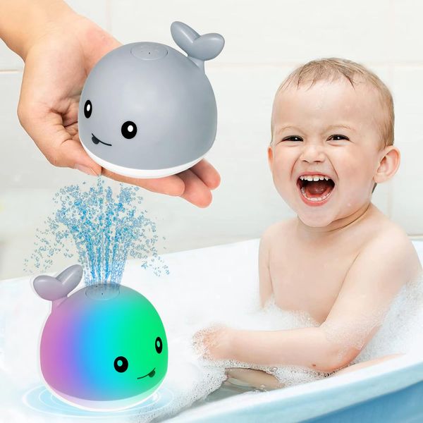 TFS TOP·FANS Baby Whale Bath Toy Infant: Light Up Fountain 6-12 Months Old Bathtub 18-24 Pool 3 4 5 7 8 9 10 15 Sprinkler Tub Water Toys Toddlers 1 Girl Boys Birthday Shower Gifts Newborn Essentials