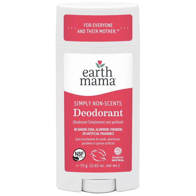 Earth Mama Simply Non-Scents Deodorant | Fragrance-free + Safe for Sensitive Skin, Pregnancy and Breastfeeding, Contains Organic Calendula and Coconut Oil, Baking Soda and Aluminum Free, 2.65-Ounce