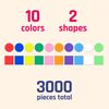 3000 Pieces, 2cm - Coloured Sticky Labels, Square Round Circle Dot Stickers - 10 Assorted Colours