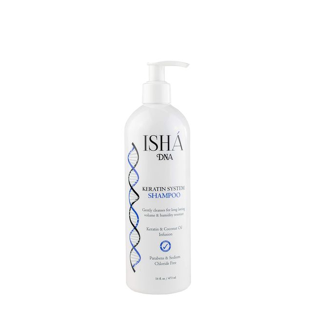 ISHA DNA Keratin Treatment System Shampoo - Sulfate and Parabens Free - Perfect for Keratin Treated Hair- Keratin and Coconut Oil Infused Shampoo - For all Types of Hair. (16 Fl oz.)