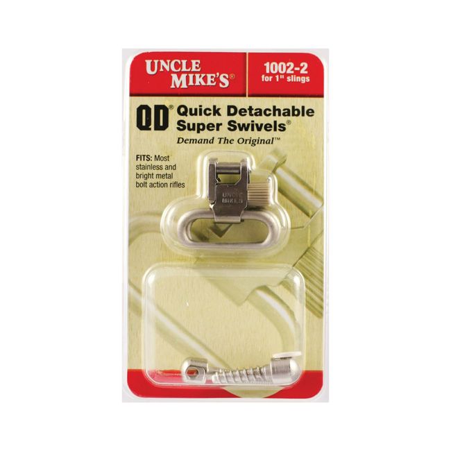 Uncle Mike's QD 115 Bolt Action Machine Screw Type Sling Swivels (Nickel Plated, 1-Inch Loop)