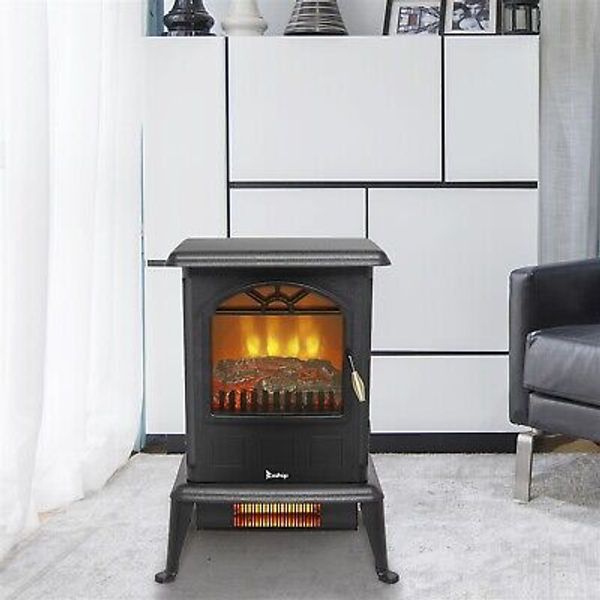 Infrared Electric Fireplace Stove Portable Heater with Realistic Flames