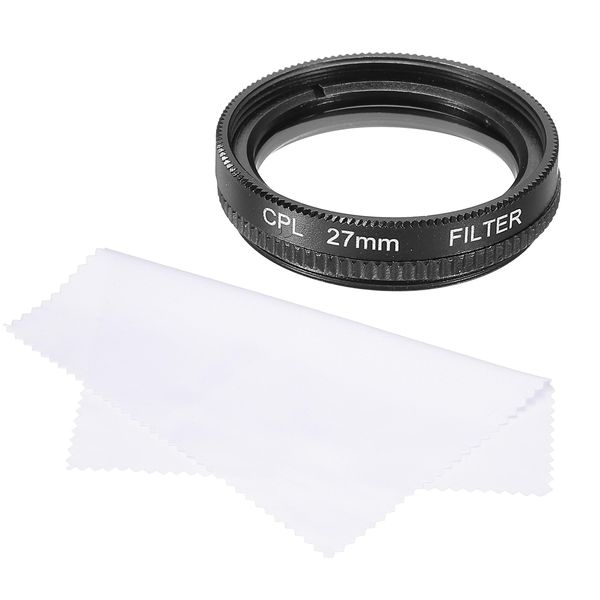 sourcing map 27mm Circular Polarizer Filter, Double Sided Multi-Layer Coatings Polarizing Filter with Cleaning Cloth for Camera Lens