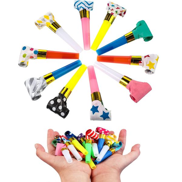 30 PCS Party Blowers for Kids Colourful & Fun Party Whistles Blowouts Celebrate with Kids Party Bag Fillers for Kids Unisx, Whistles Blowouts Noisemakers Loot Bag Filler Noise Toy for Birthdays.