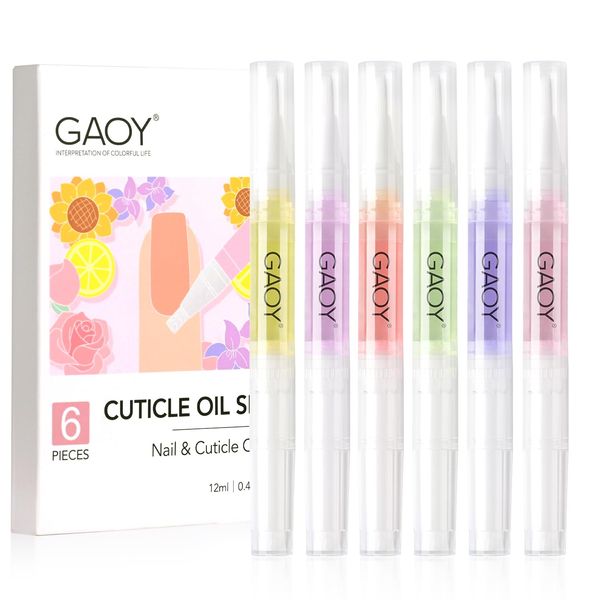 GAOY Cuticle Oil Pen Set, 6Pcs Manicure & Pedicure Accessories with Vitamin E for Nourished and Revitalized Nails, Professional Nail Growth Treatment & Repair Nail Care Kit