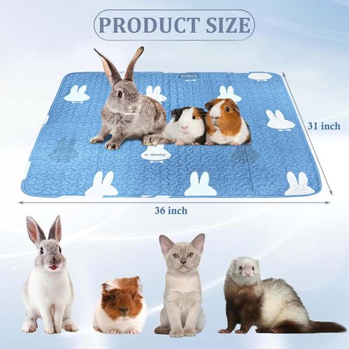 kathson 2 PCS Rabbit Cage Liners Washable Super Absorbent Sleep Pad Bed for Guinea Pig Small Animals Reusable Fleece Bedding Anti-Slip Mats for Bunny Hedgehog Kitten Chinchilla (31 x 36inch)