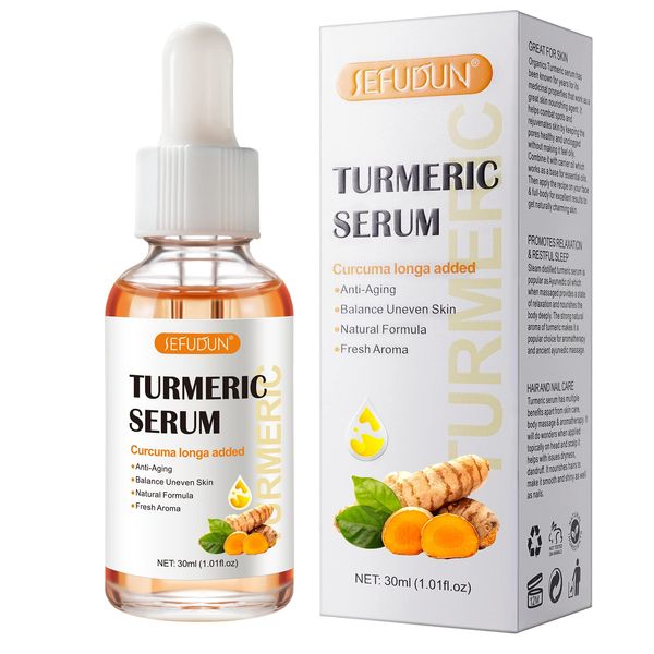 Kurkuma Serum für dunkle Flecken Remover, Kurkuma dunkle Flecken Corrector Serum Öl für Gesicht & Körper, natürliche Kurkuma Haut Aufhellung Öl für Kämpfe Akne, heilt Narben, Kurkuma Hautpflege