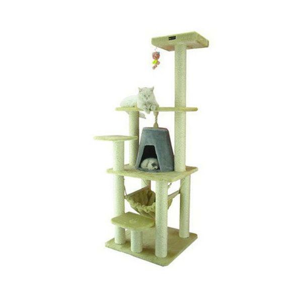 Armarkat 65  Real Wood Cat Tree With Sisal Rope Hammock soft-side playhouse A...